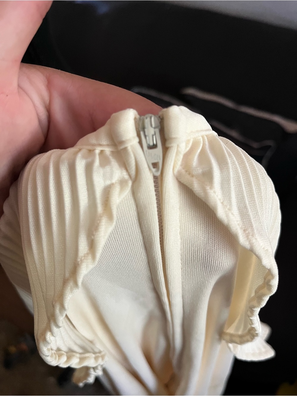 Cream Halter Maxi Dress - Pleated Bodice - Picture 2 of 3